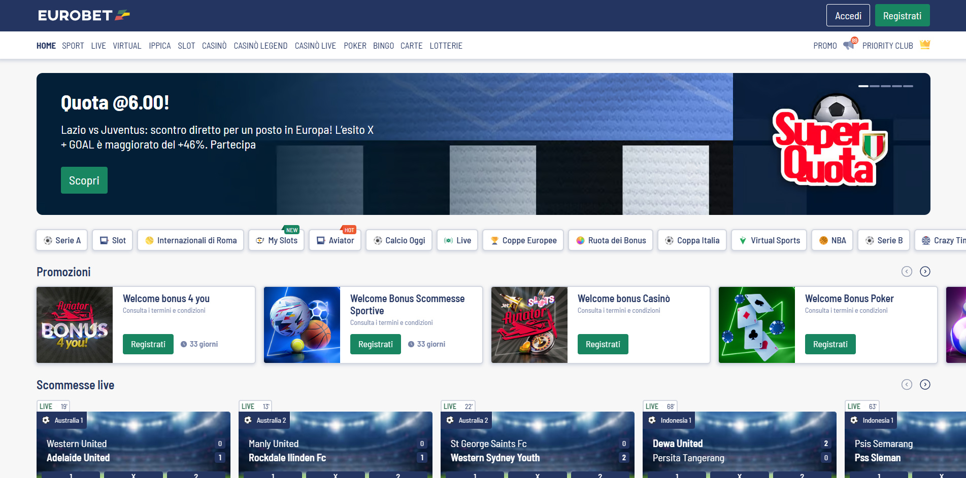 Il sito di Eurobet