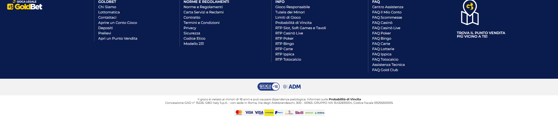 Metodi di pagamento su GoldBet
