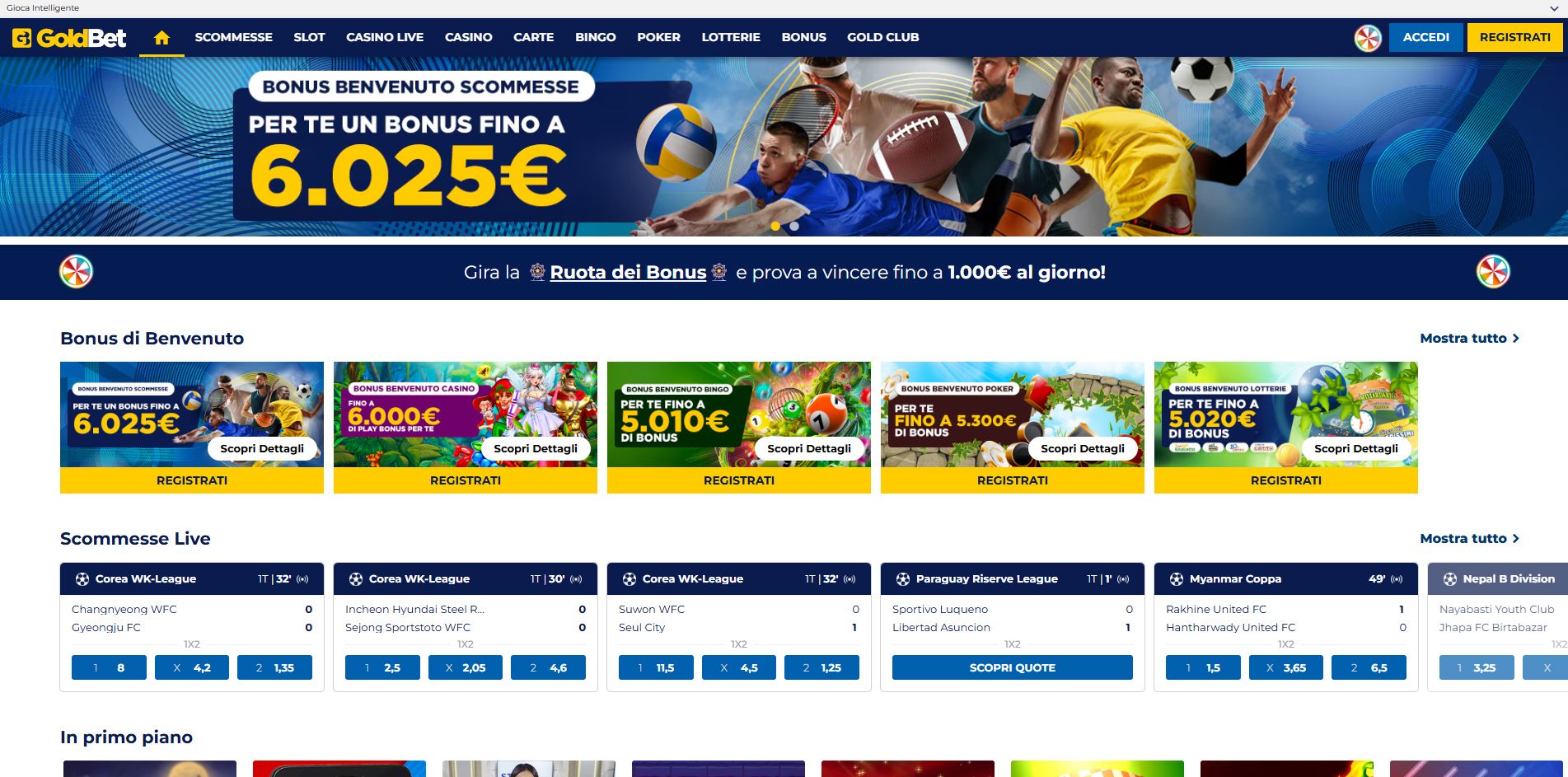 Il sito di GoldBet