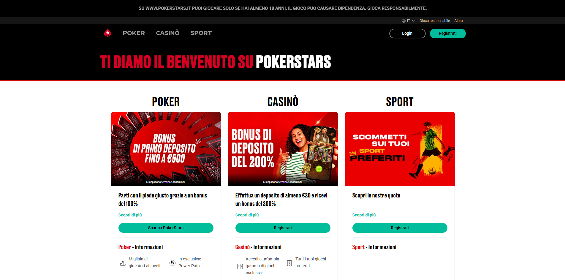 Il sito di Pokerstars