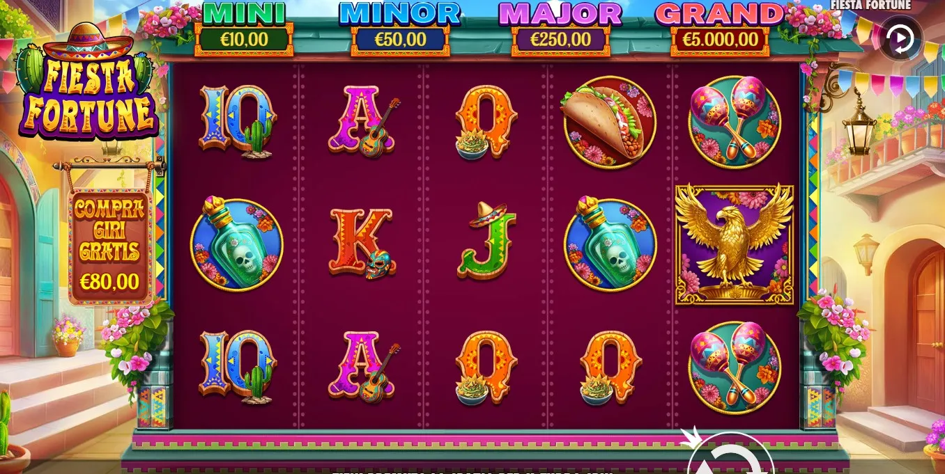 Entra nel mondo coinvolgente di Fiesta Fortune e scopri come le tue puntate possono moltiplicarsi fino a 5.000 volte