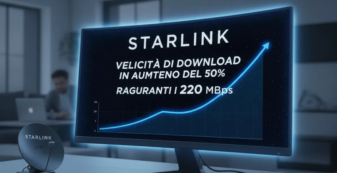 Starlink: Velocità di download in aumento del 50%, raggiunti i 220 Mbps