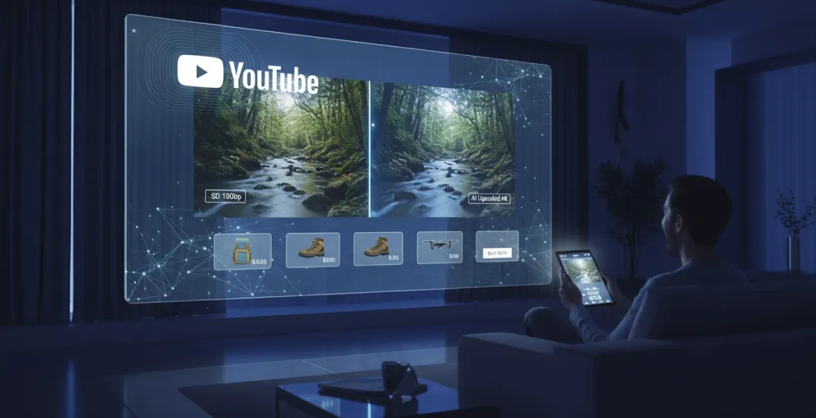 YouTube rivoluziona la visione su TV: IA per l'upscaling e nuove funzioni shopping
