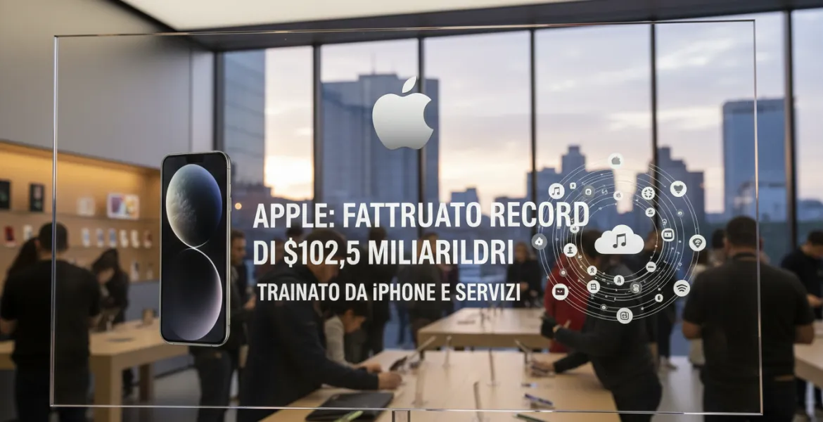 Apple: Fatturato record di 102,5 miliardi di dollari trainato da iPhone e servizi