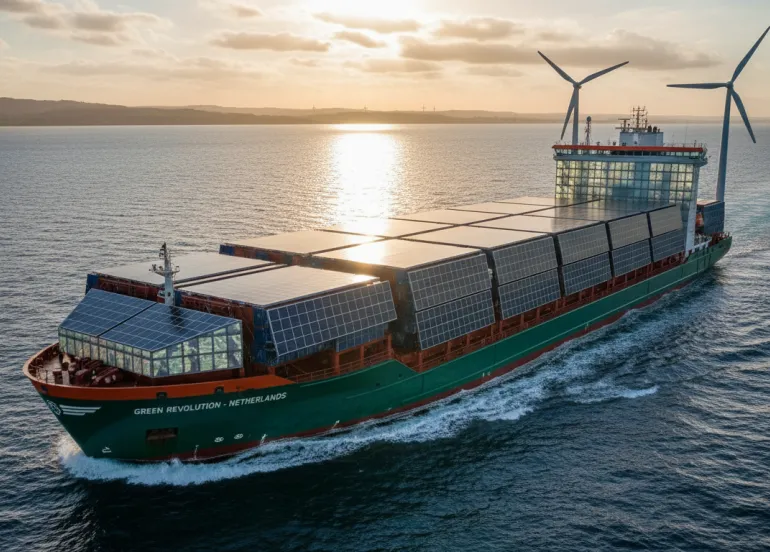 Rivoluzione green nei mari: nave cargo olandese alimentata con pannelli solari