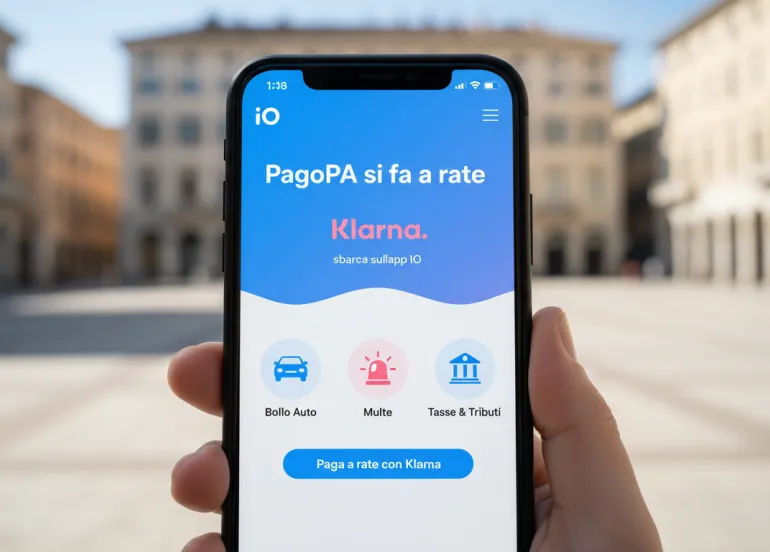 PagoPA si fa a rate: Klarna sbarca sull'app IO per bollo, multe e tasse