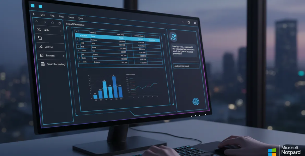 Microsoft rivoluziona Blocco Note: Arrivano le tabelle e l'IA potenziata
