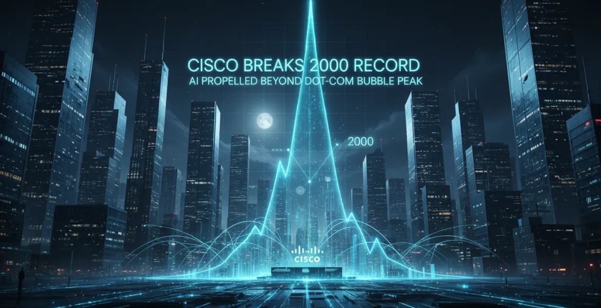 Cisco infrange il record del 2000: L'AI la spinge oltre il picco della bolla dot-com