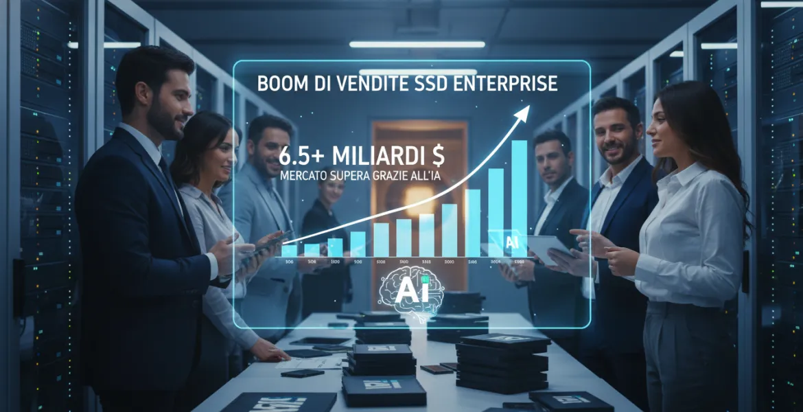 Boom di vendite per gli SSD enterprise: il mercato supera i 6,5 miliardi di dollari grazie all'IA