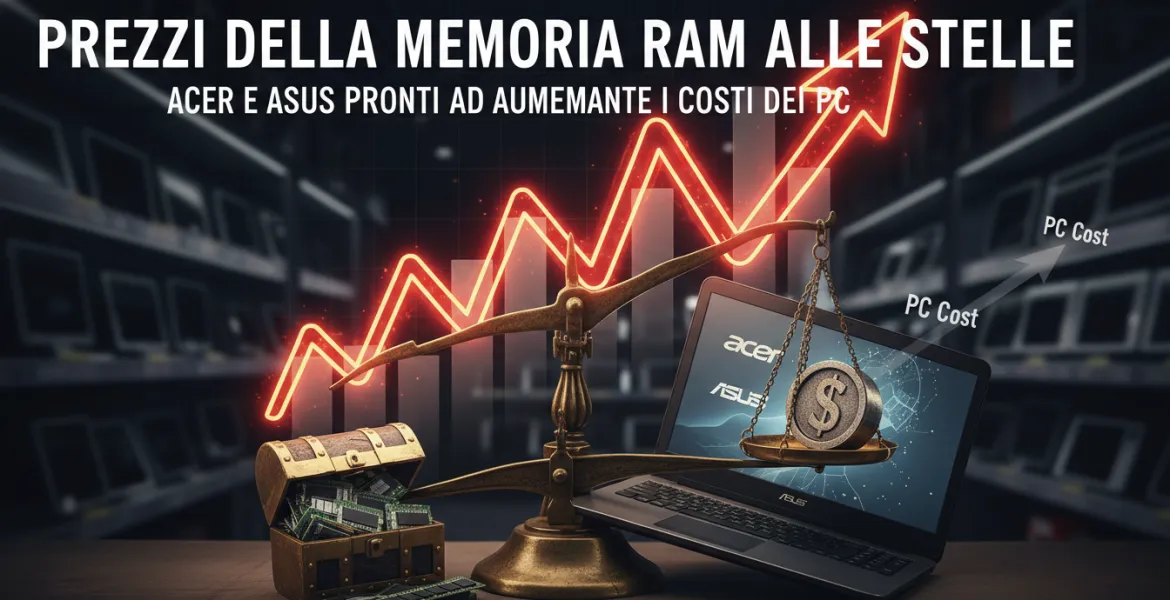 Prezzi della memoria RAM alle stelle: Acer e Asus pronti ad aumentare i costi dei PC