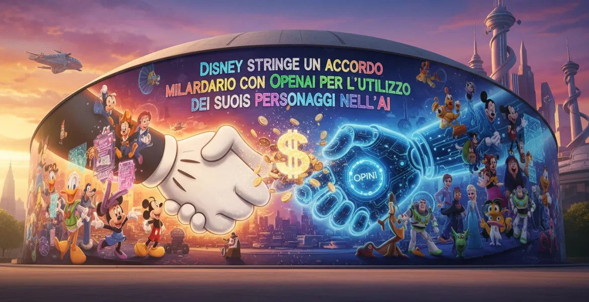 Disney stringe un accordo miliardario con OpenAI per l'utilizzo dei suoi personaggi nell'AI