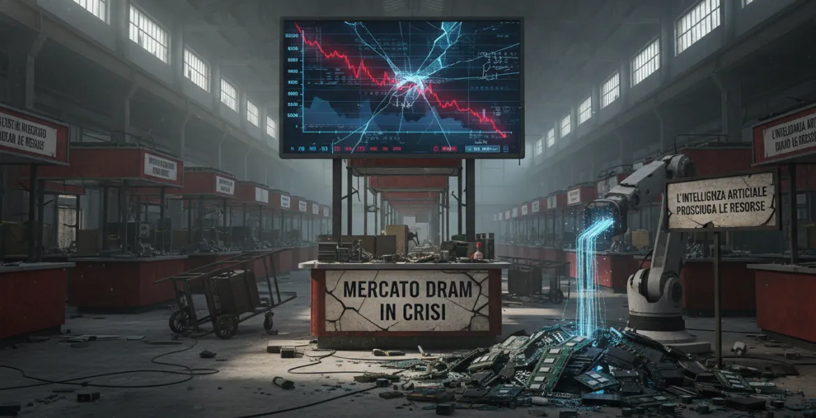 Mercato DRAM in crisi: l'intelligenza artificiale prosciuga le risorse