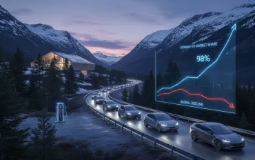 Norvegia controtendenza: Auto elettriche al 98% del mercato, ignorando il declino globale