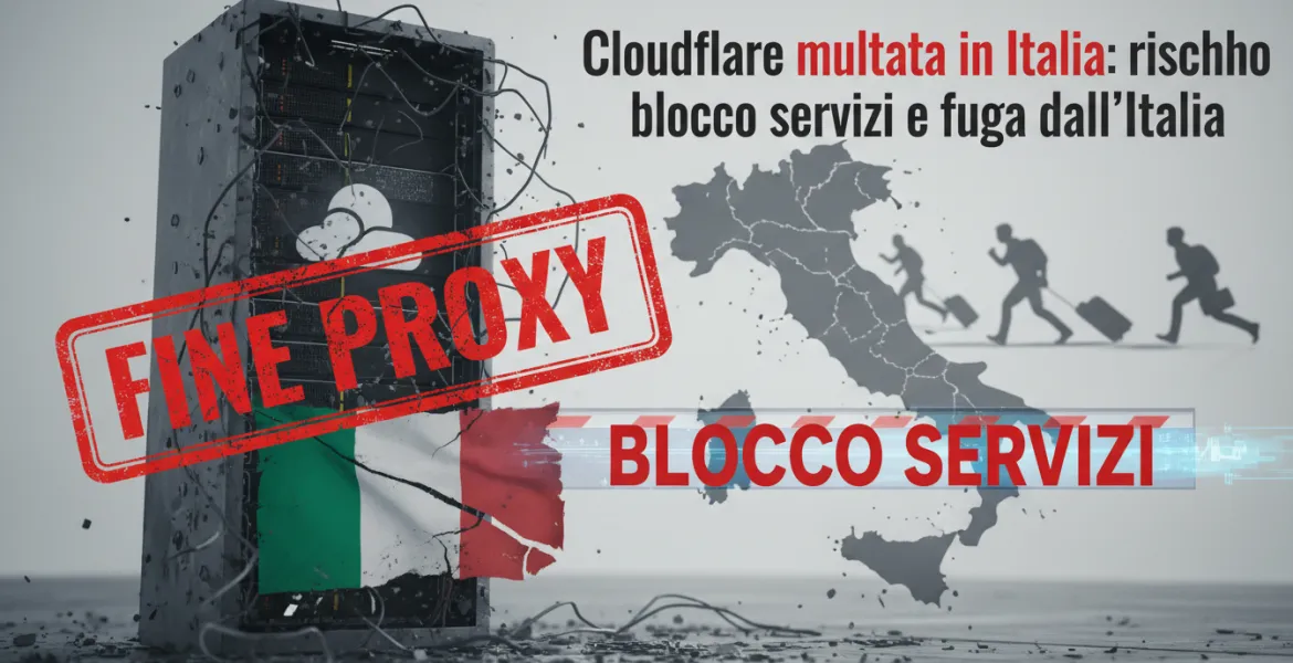 Cloudflare multata in Italia: rischio blocco servizi e fuga dall'Italia