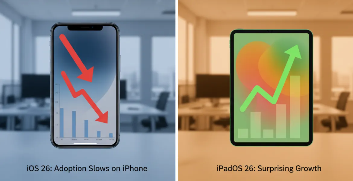 iOS 26: Adozione rallenta su iPhone, iPadOS 26 sorprende con una crescita
