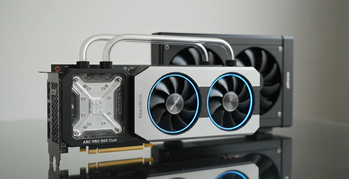 MaxSun rivoluziona le schede grafiche: Arriva la Arc Pro B60 Dual con raffreddamento a liquido