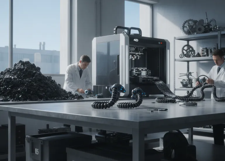 Rivoluzione robotica: Da rifiuti petroliferi a robot flessibili con la stampa 4D