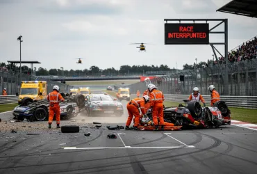 Incidente choc al Nürburgring: gara interrotta, piloti feriti
