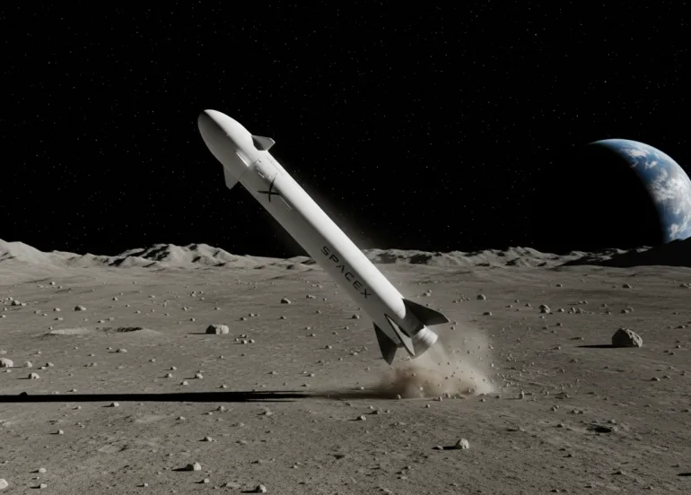 SpaceX sulla Luna: lo stadio del Falcon 9 colpirà il suolo lunare ad agosto