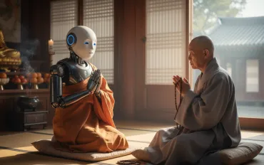 Il primo robot monaco buddista a Seoul: l'IA riceve i precetti sacri