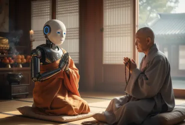 Il primo robot monaco buddista a Seoul: l'IA riceve i precetti sacri