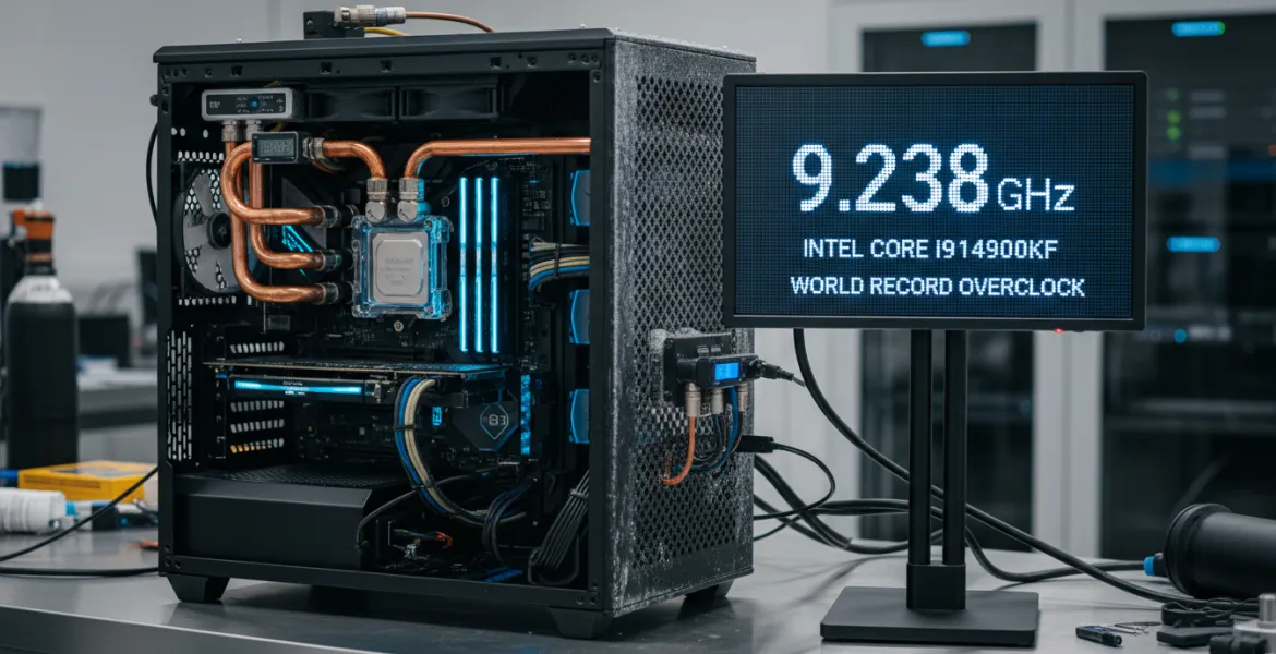 Record Mondiale di Overclock: l'Intel Core i9-14900KF supera i 9,2 GHz