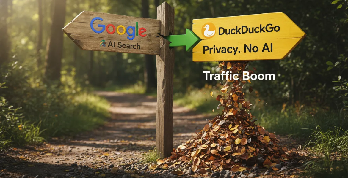 DuckDuckGo sfida il dominio di Google: boom di traffico per la ricerca senza intelligenza artificiale