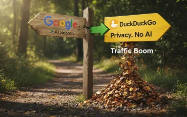 DuckDuckGo sfida il dominio di Google: boom di traffico per la ricerca senza intelligenza artificiale