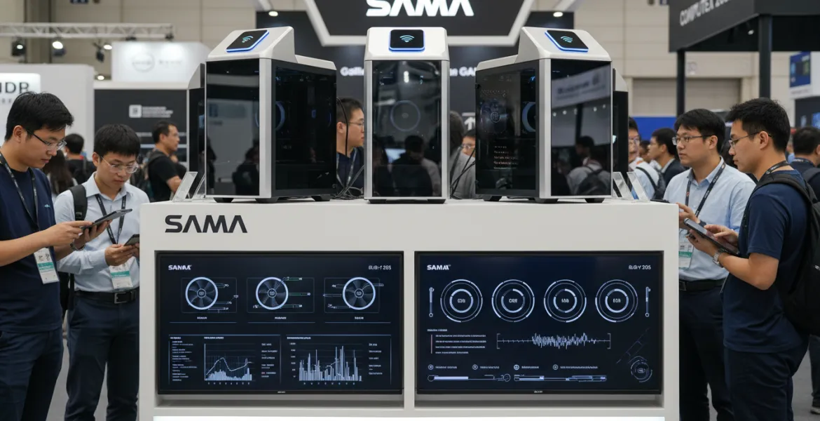 SAMA domina il Computex 2026: case con ricarica GaN e sistemi di raffreddamento a doppio display