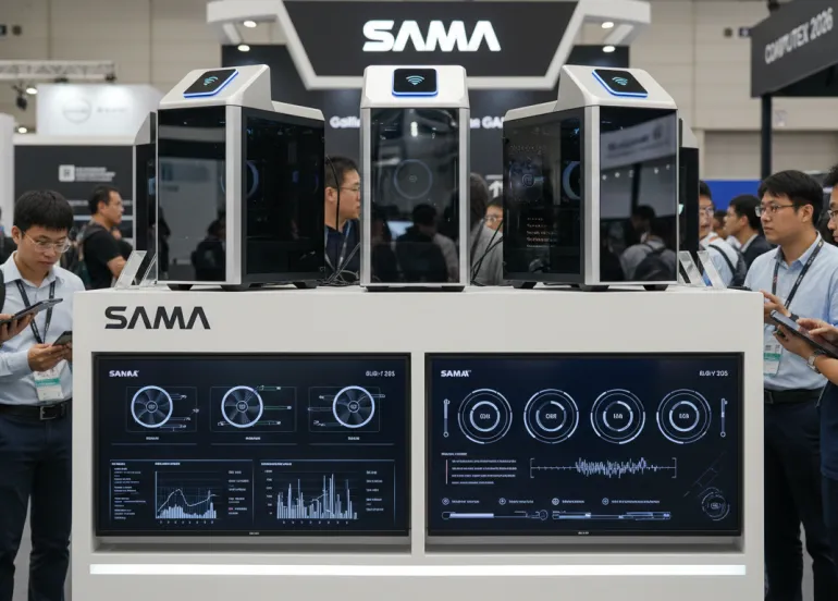 SAMA domina il Computex 2026: case con ricarica GaN e sistemi di raffreddamento a doppio display