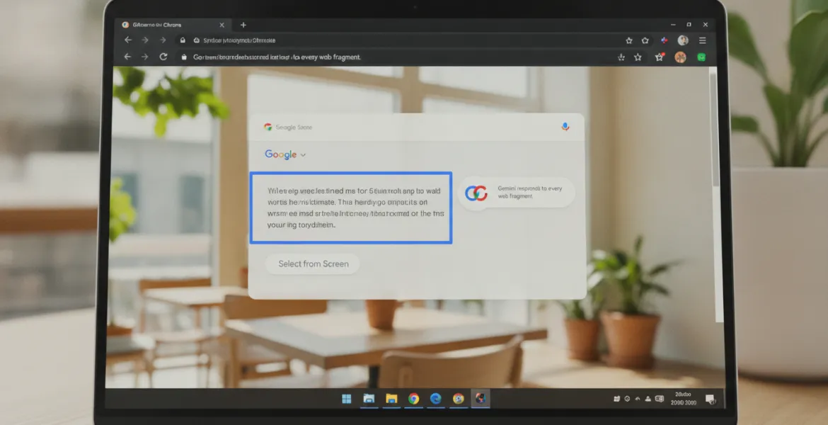 Google Chrome introduce Select from Screen: Gemini risponde a ogni frammento del web