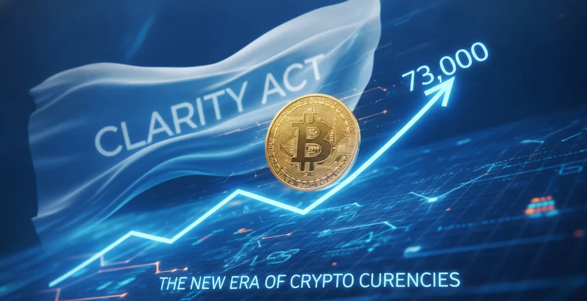 Bitcoin corre verso i 73.000 dollari: la spinta politica del Clarity Act e la nuova era delle criptovalute