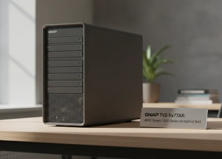 QNAP TVS-hx77AX: I Nuovi NAS Ibridi con AMD Ryzen 7000 per l'era dell'AI