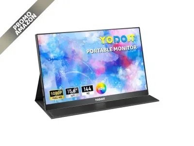 Yodoit - Monitor portatile 15,6” FHD IPS, 144Hz, USB-C, altoparlanti, protezione occhi, compatibile con PC, laptop