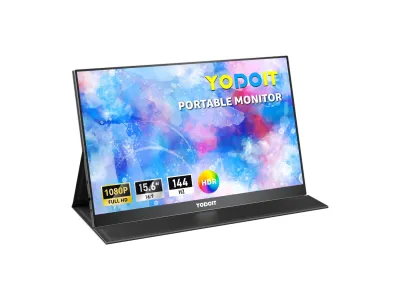 Yodoit - Monitor portatile 15,6” FHD IPS, 144Hz, USB-C, altoparlanti, protezione occhi, compatibile con PC, laptop