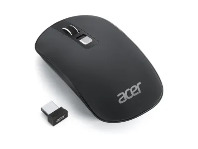 Acer - Mouse Wireless, ottico 1600 DPI, 4 pulsanti programmabili, 2,4 GHz, USB, ambidestro, ergonomico