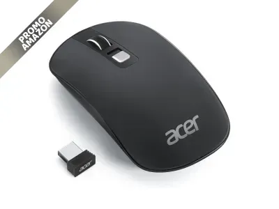 Acer - Mouse Wireless, ottico 1600 DPI, 4 pulsanti programmabili, 2,4 GHz, USB, ambidestro, ergonomico