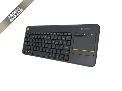 Logitech - K400 Plus Tastiera Wireless TV, touchpad integrato, controlli multimediali, AZERTY BE, nera