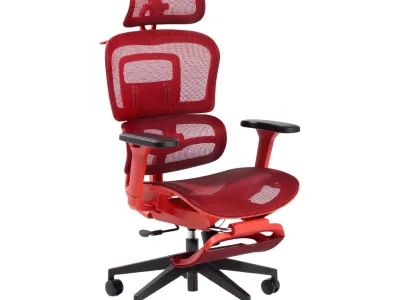 PARADOX Ergo One Sedia Ufficio/Gaming, ergonomica, poggiapiedi, lombare, schienale in rete, 120kg, rosso