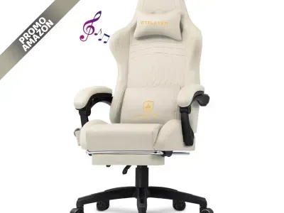 GTPLAYER - Sedia Gaming Ergonomica, poggiapiedi, altoparlante Bluetooth, girevole, braccioli collegati, ufficio