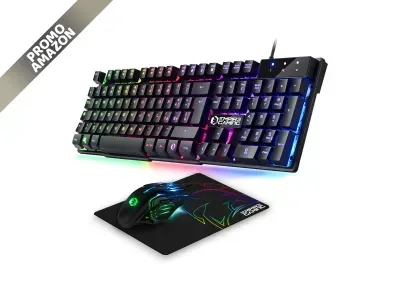 EMPIRE GAMING - Kit MK800: tastiera QWERTY RGB, 105 tasti, 19 Anti-Ghosting, mouse 2400 DPI, PC e console