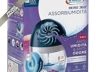 Ariasana - Aero 360° kit assorbiumidità, deumidificatore senza elettricità con ricarica lavanda 450g