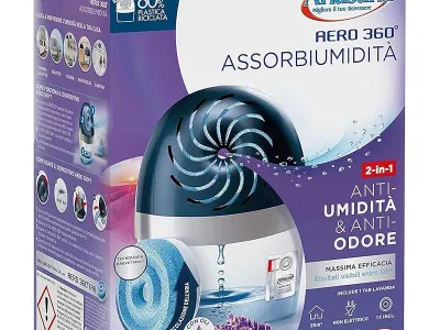 Ariasana - Aero 360° kit assorbiumidità, deumidificatore senza elettricità con ricarica lavanda 450g