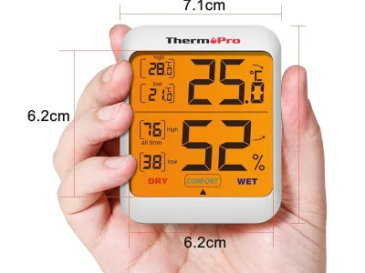 ThermoPro TP53 Termoigrometro Digitale, misura temperatura e umidità, display touch retroilluminato