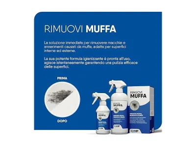 CAMP Rimuovi Muffa, spray antimuffa rapido per muri interni ed esterni, igienizzante pronto all’uso