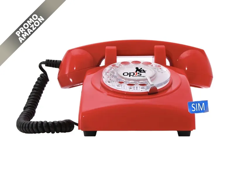 Opis Technology Telefono vintage Opis 60s Mobile rosso: stile retrò e tecnologia moderna in un cellulare da tavolo unico