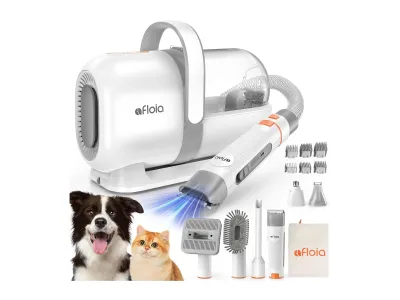 Afloia - tosatrice per cani e gatti, rasoio professionale con aspirazione e 7 accessori per toelettatura