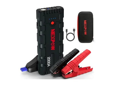 NEXPOW - Avviatore Auto 2000A 18000mAh, per motori 7.5L benzina/6L diesel, 12V, torcia LED, USB QC 3.0