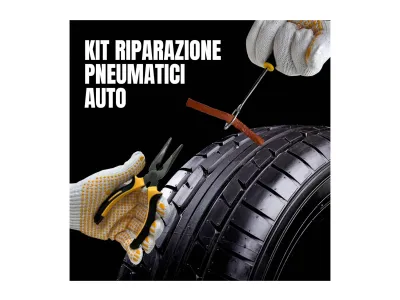 EMMECI TECHNOLOGIES - Kit Riparazione Gomme Auto e Moto, completo di mastice, guanti, pinze, attrezzi e custodia