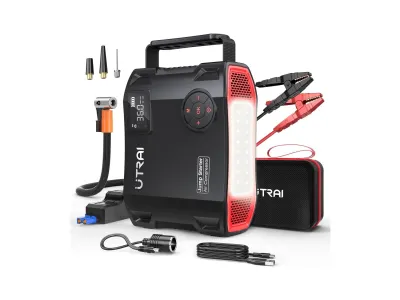 UTRAI - Avviatore 27000mAh 6 in 1, 5000A, compressore 150PSI, QC3.0, USB, torcia LED per auto